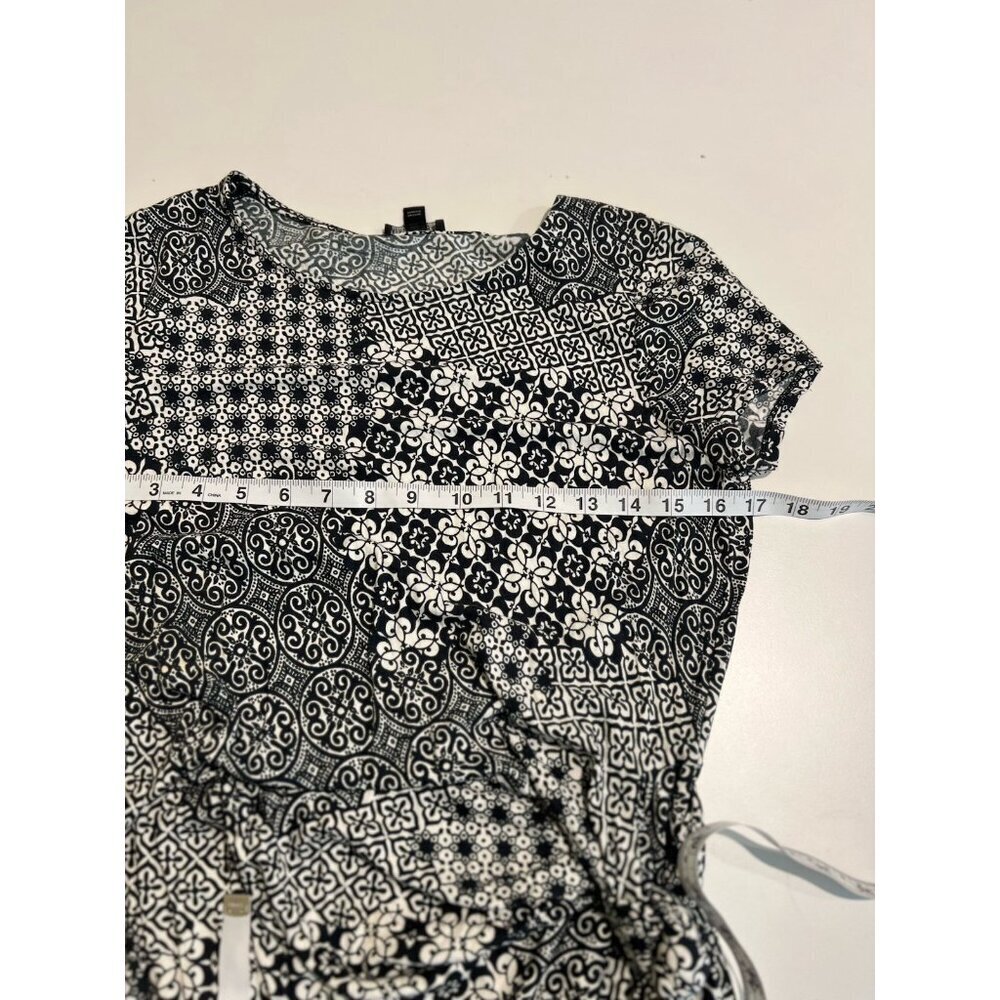 Lafayette 148 New York Faux Wrap Stretchy Black & White Abstract Dress Medium - Picture 5 of 8